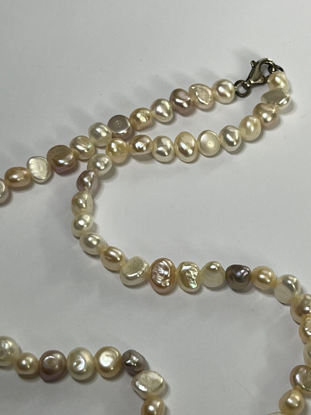 Vintage Freshwater Pearl Grey White Pink Silver Clasp