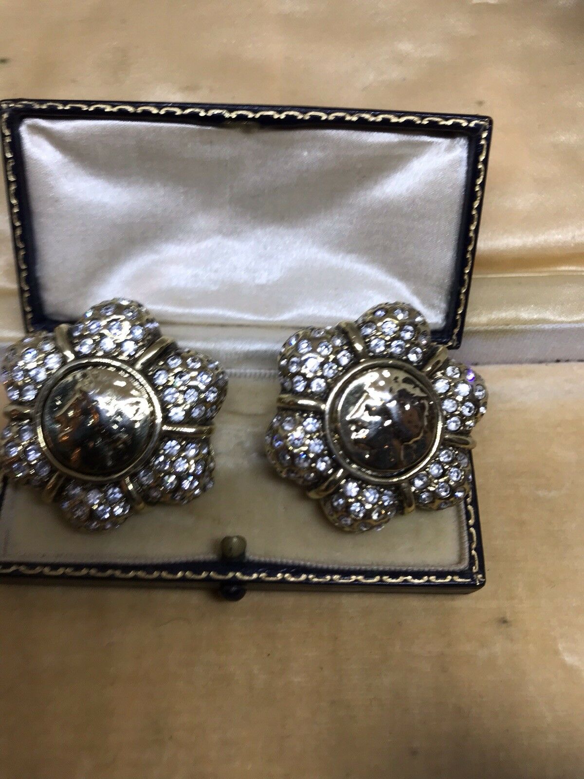 Vintage Diamanté Statement Clip On Earrings
