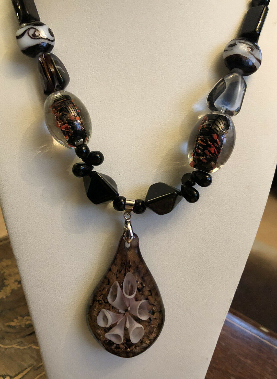 Vintage Glass Lampwork Statement Necklace