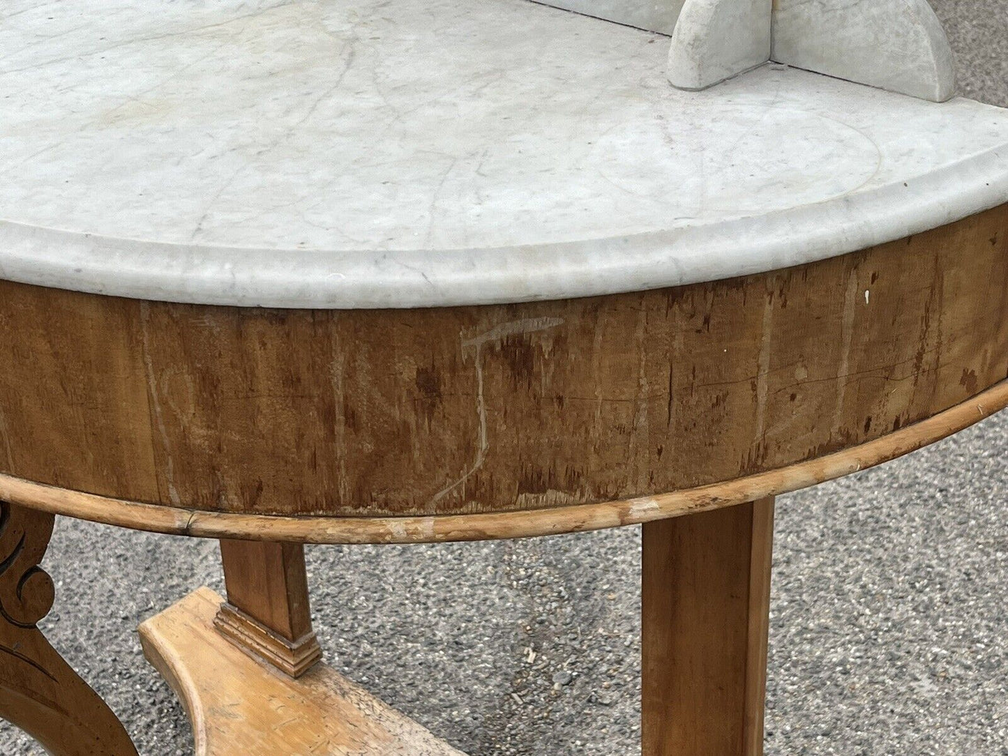 Victorian Half Round Hall Table With Marble Top