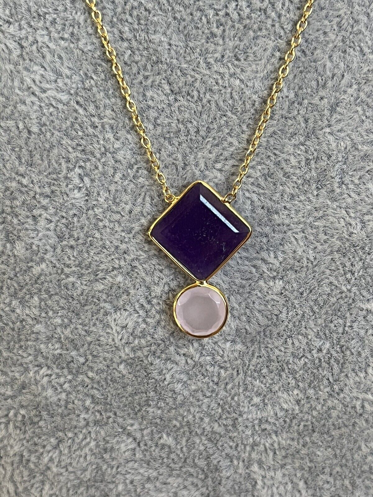 18k Gold Vermeil Amethyst Rose Quartz Necklace