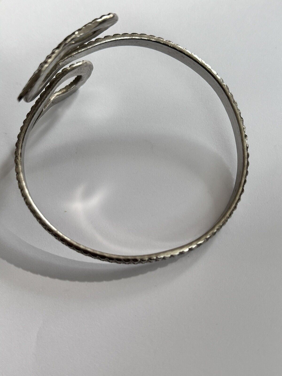 Vintage Detailed Silver Tone Snake Bangle Slave Bangle
