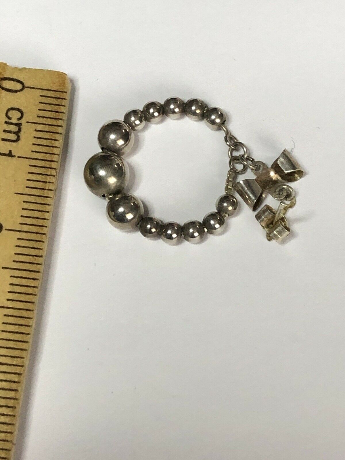 Vintage Silver 925 Bow Balls Drop Earrings