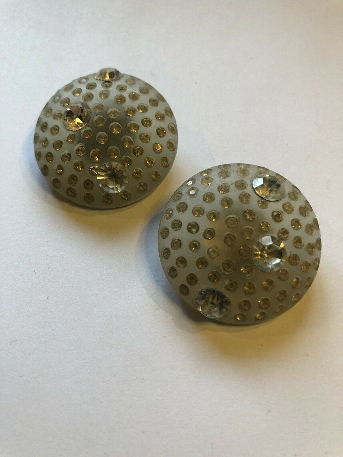 Vintage Runway Acrylic Diamanté Round Large Clip On Earrings