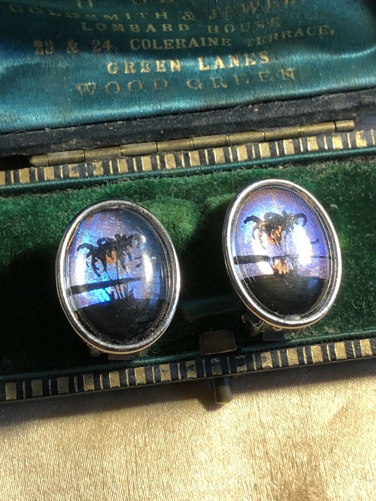 Vintage Silver Tone Butterfly Wing Clip On Earrings