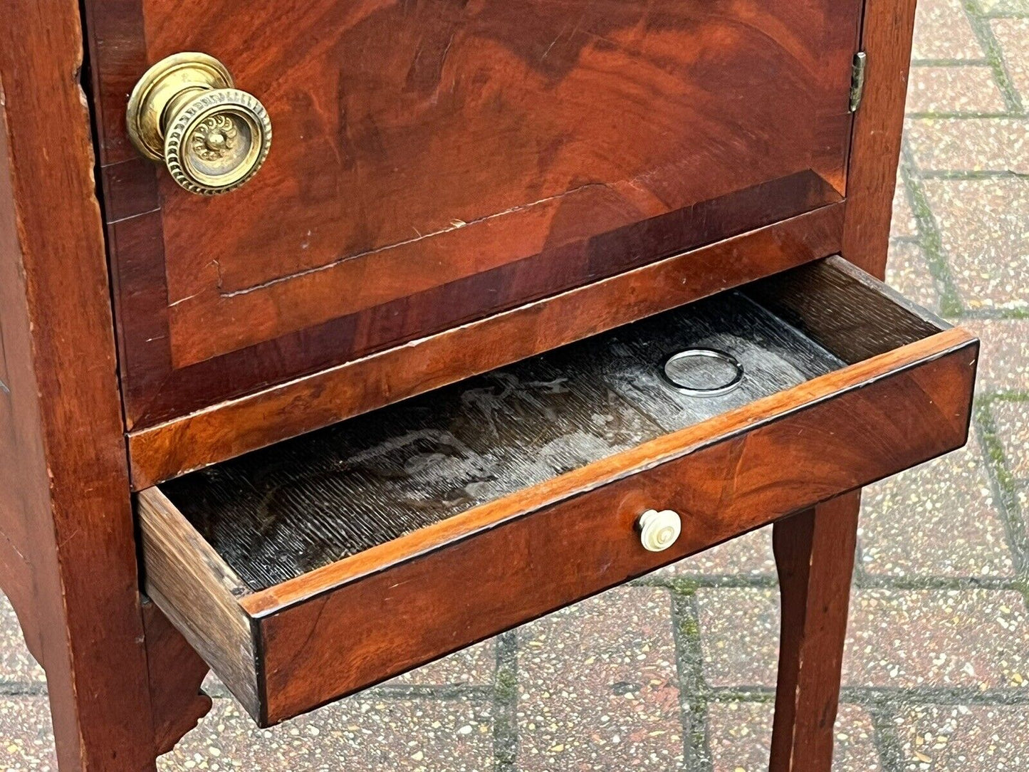 Georgian Mahogany Bedside Cabinet. With Cupboard And Drawer