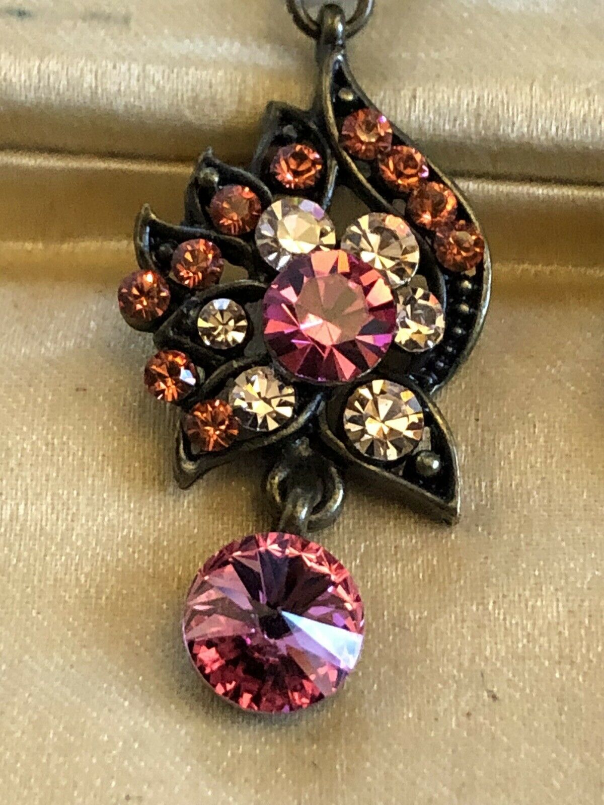 Vintage Multicoloured Pinks Diamanté Drop Earrings