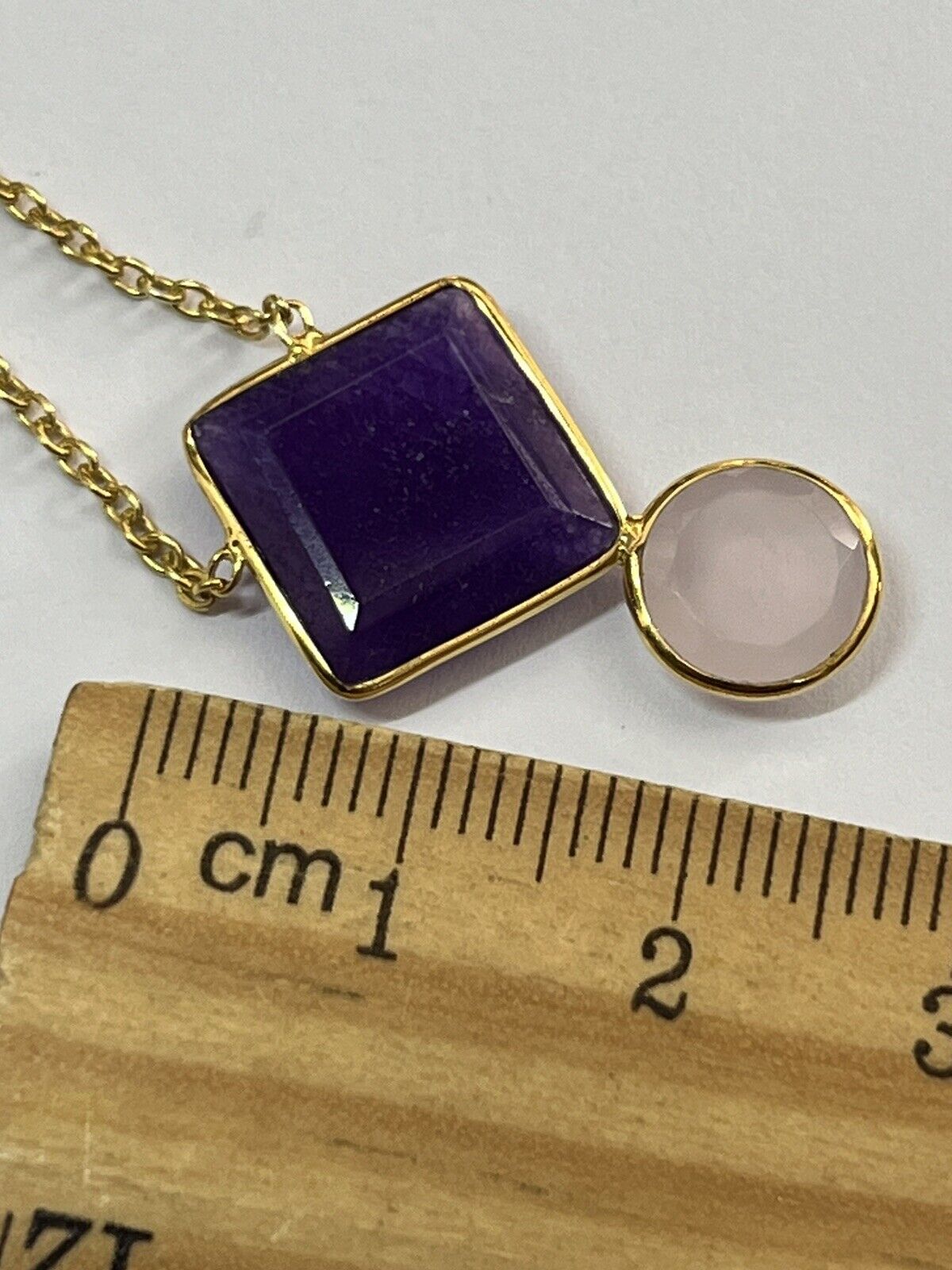 18k Gold Vermeil Amethyst Rose Quartz Necklace