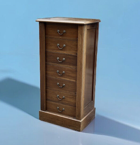English Edwardian Mahogany Wellington Chest. With Working Lock & Key.