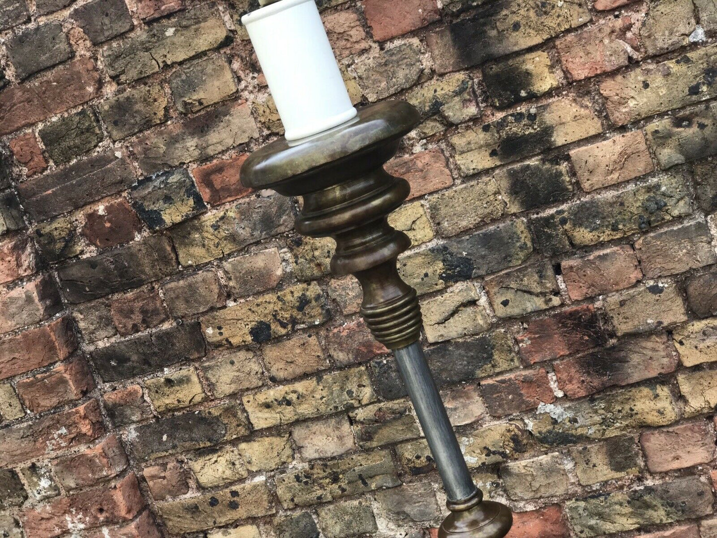 Maitland Smith Industrial Metal & Leather Lamp Table