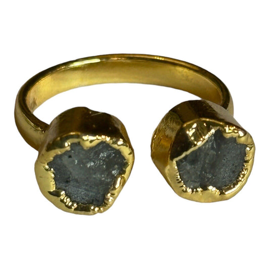 Sefa Huyuk 18k Gold Vermeil Etruscan Raw Dark Grey Tanzanite Ring