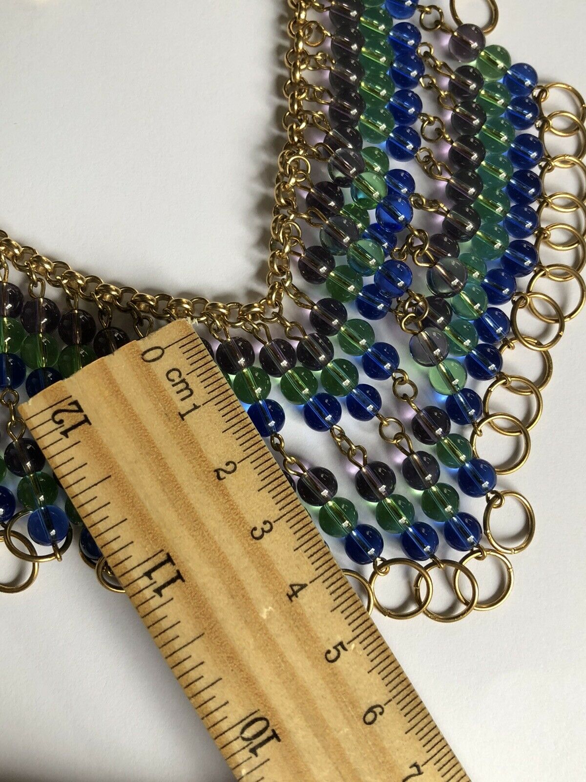 Vintage Glass Bead Statement Waterfall Collar Necklace