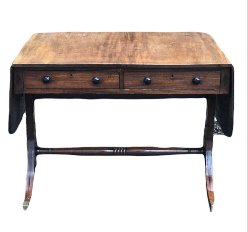 Regency Sofa Table, Cuban Mahogany With Inlay. Double Sided For Central Use.