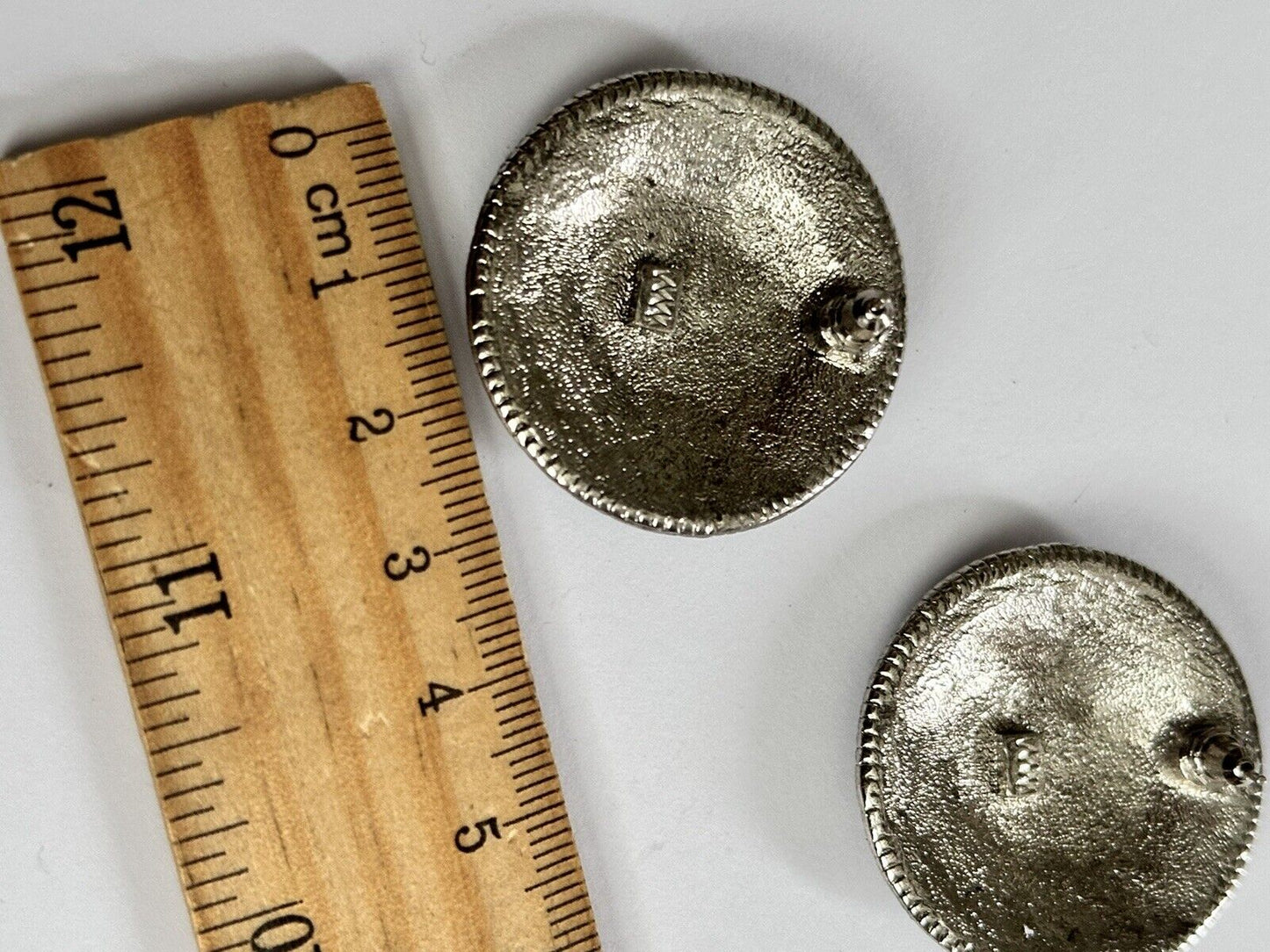 Vintage 1980s Cathy And Marsha For Catherine Stein Silver Tone Disk Earrings
