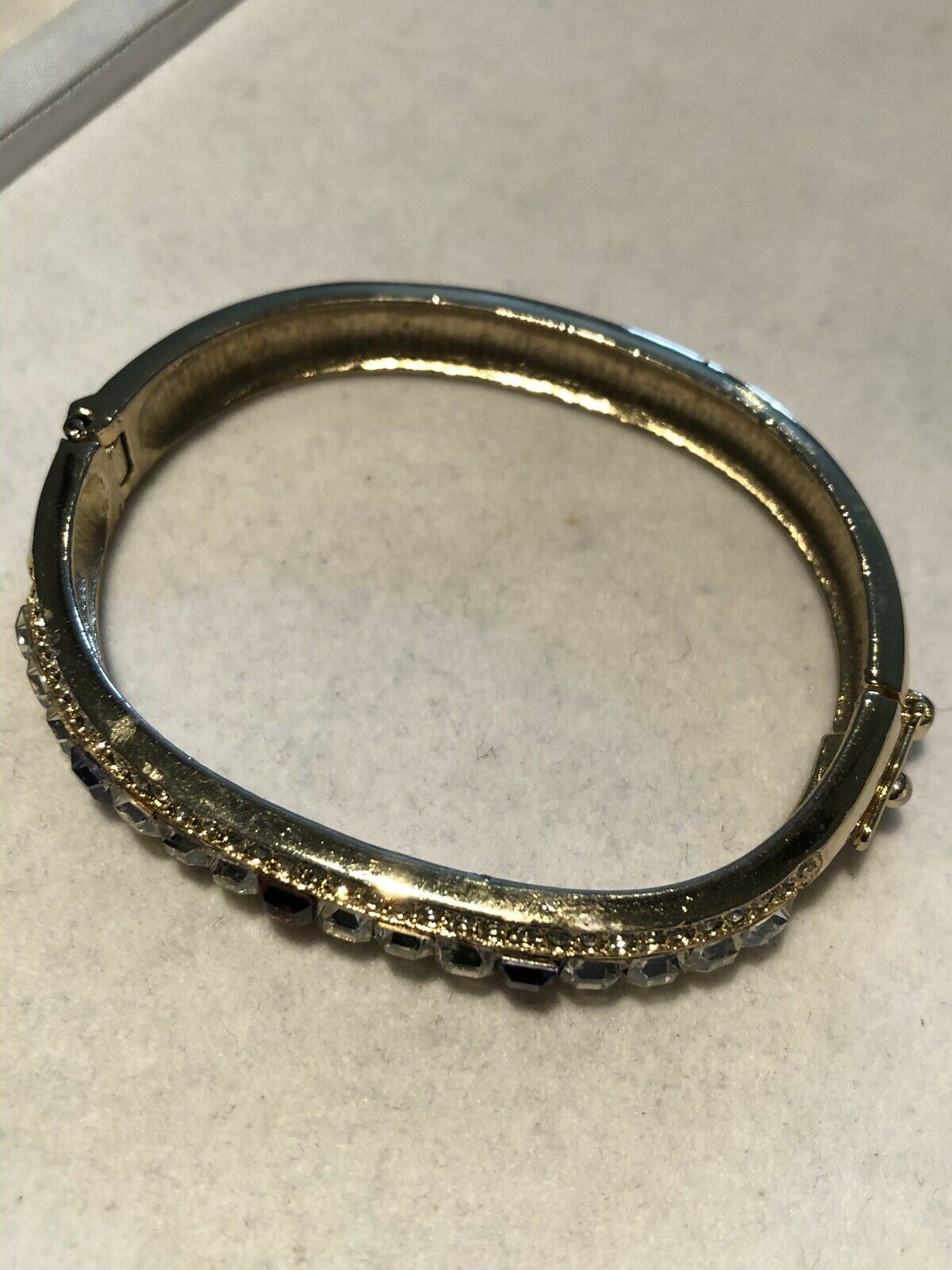 Kenneth J Lane Gold Tone Diamanté Hinged Bracelet