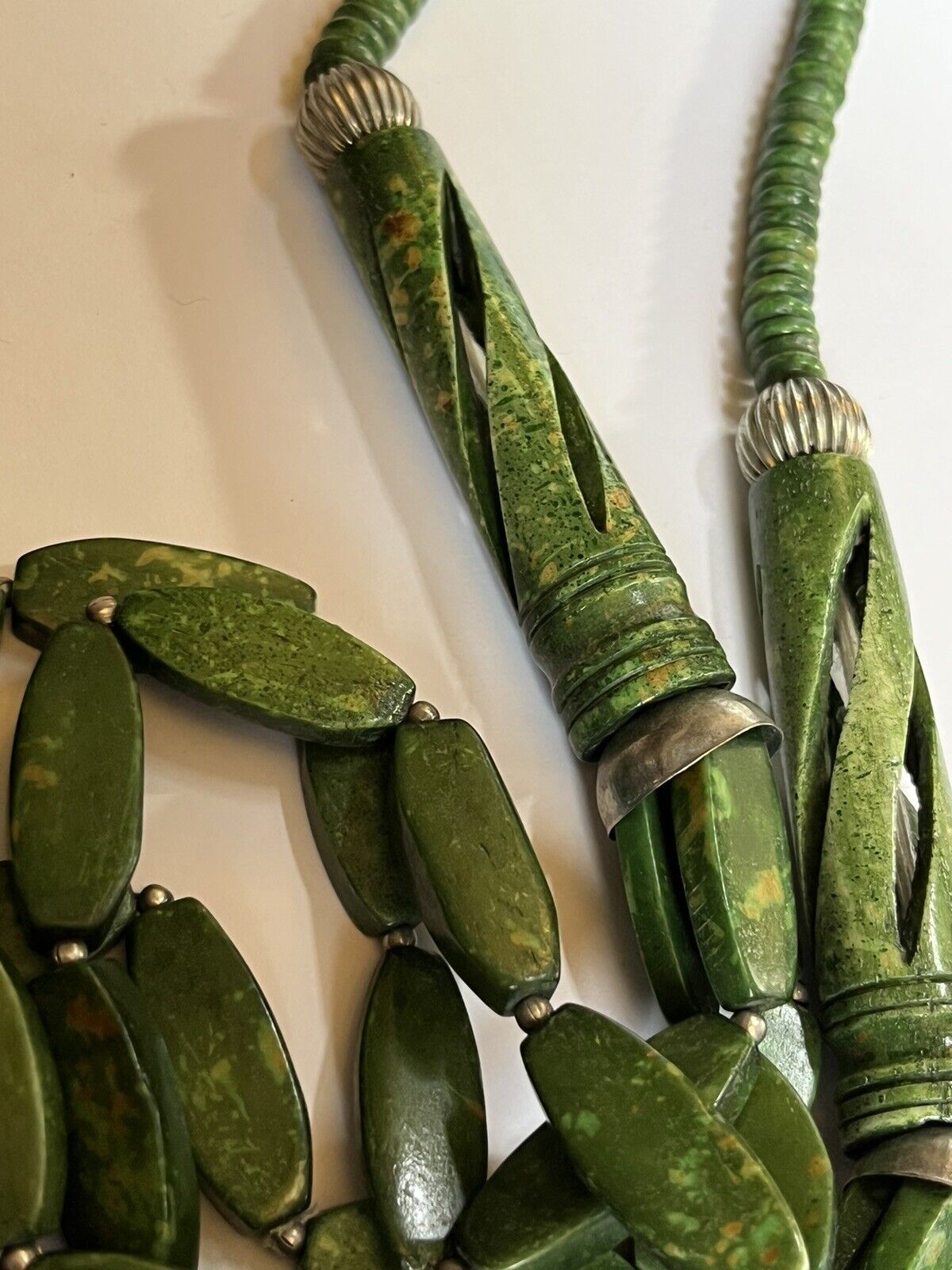 Vintage Natural Green Stone Statement Necklace