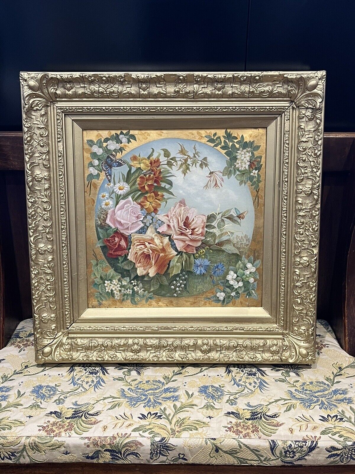 Antique Floral Still Life, On Canvas, Signed &Dated, Max Winter.
