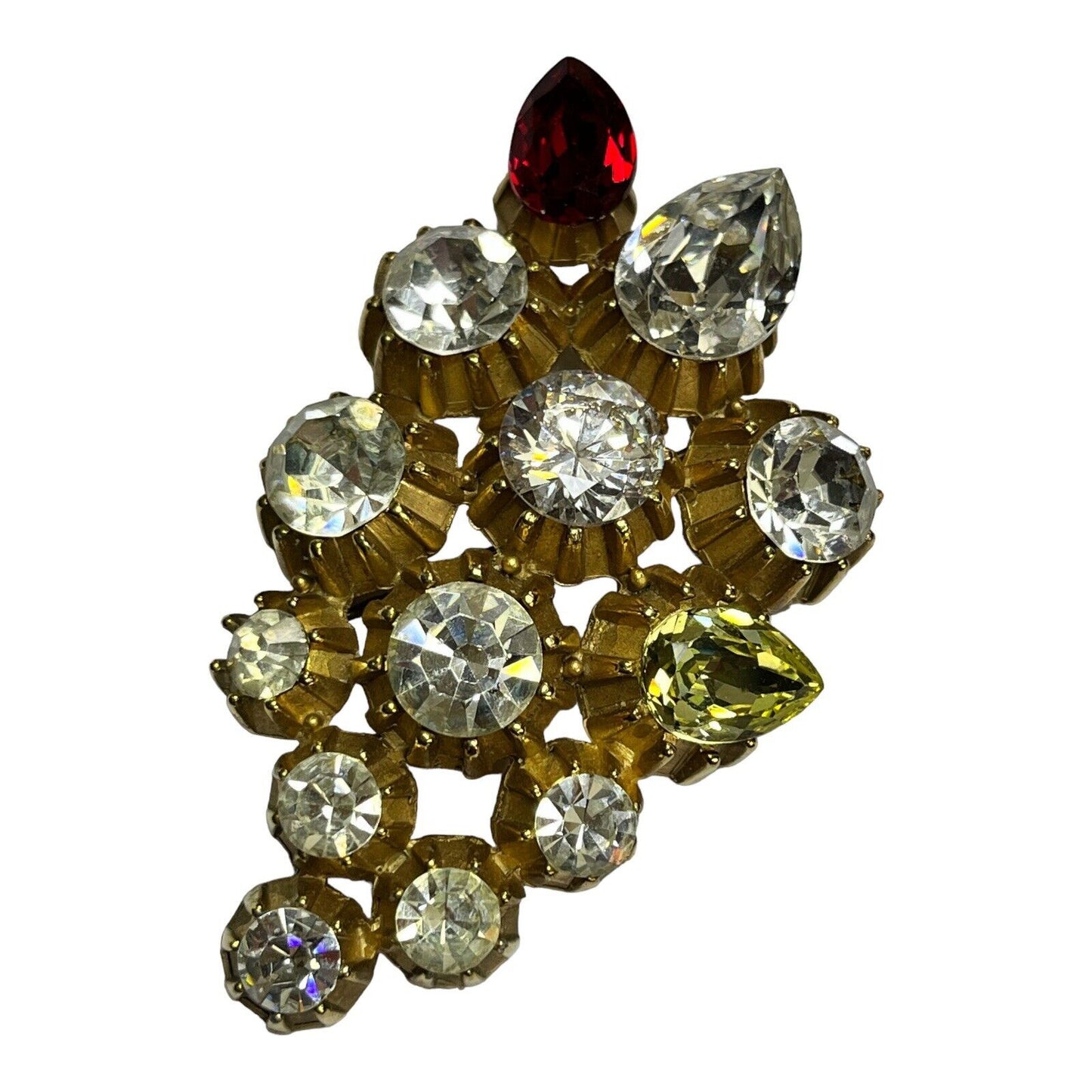 Vintage Statement Diamanté Teardrop Gold Tone Brooch