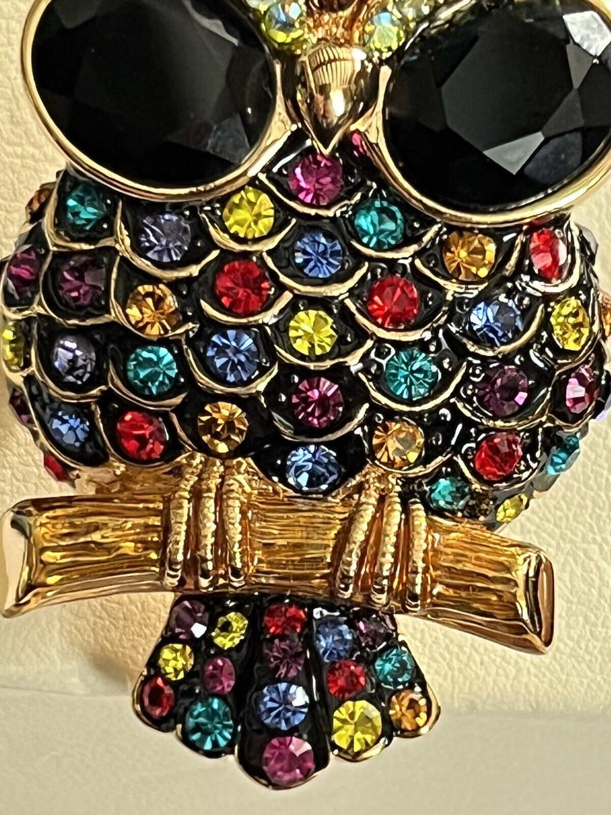Butler And Wilson Statement Multicoloured Crystal Owl Ring Boxed Adjustable