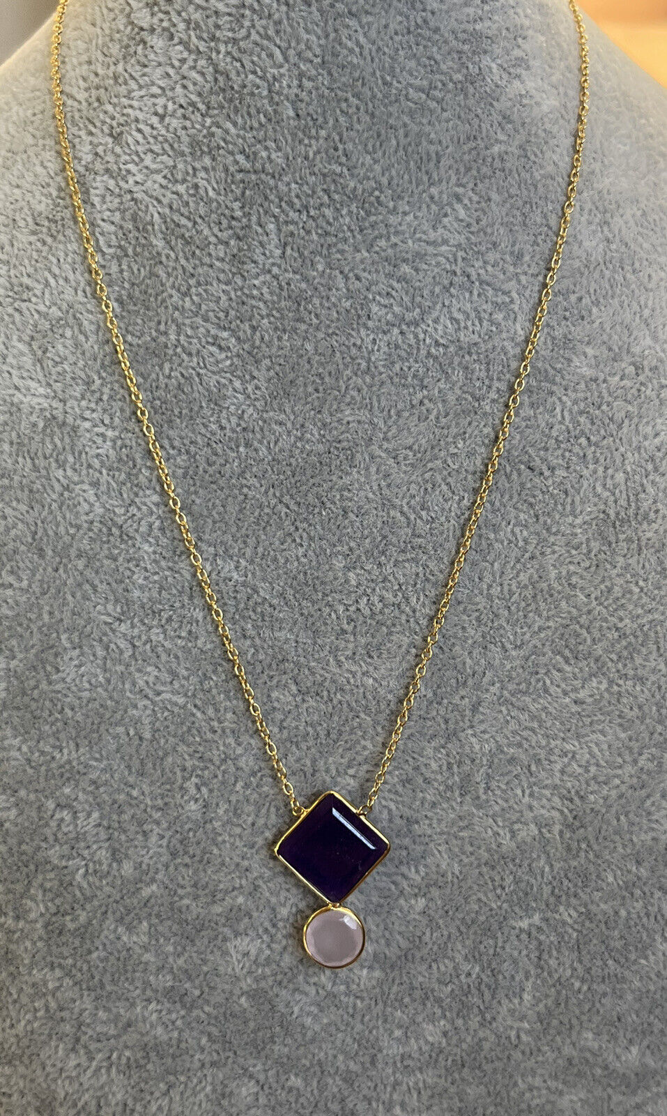 18k Gold Vermeil Amethyst Rose Quartz Necklace