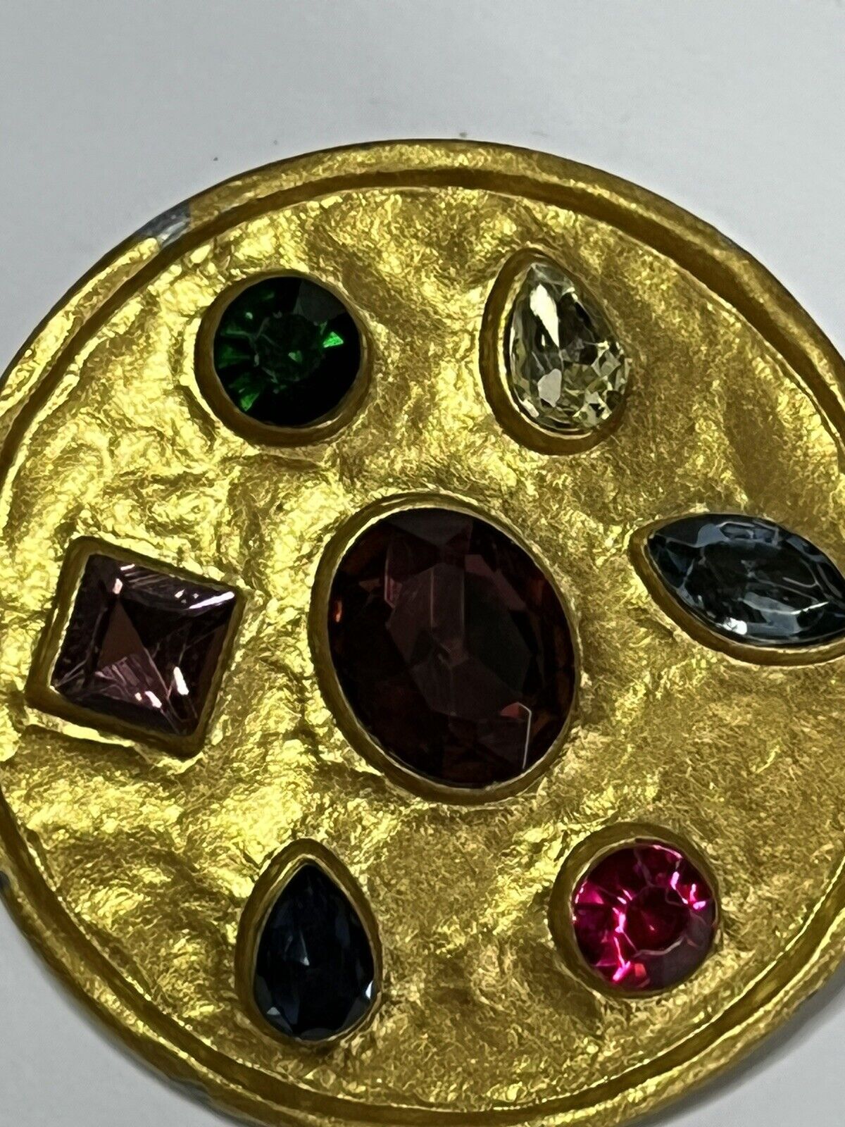 Vintage 1980s Gold Tone Diamanté Clip On Earrings