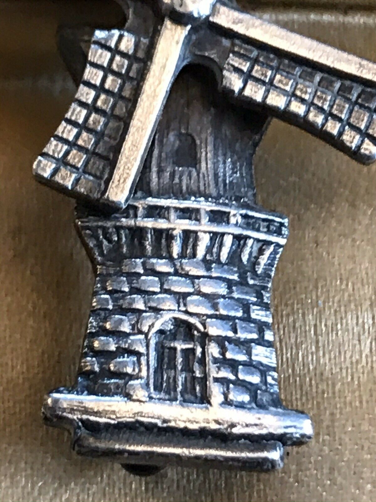 Vintage Old Silver Windmill Brooch