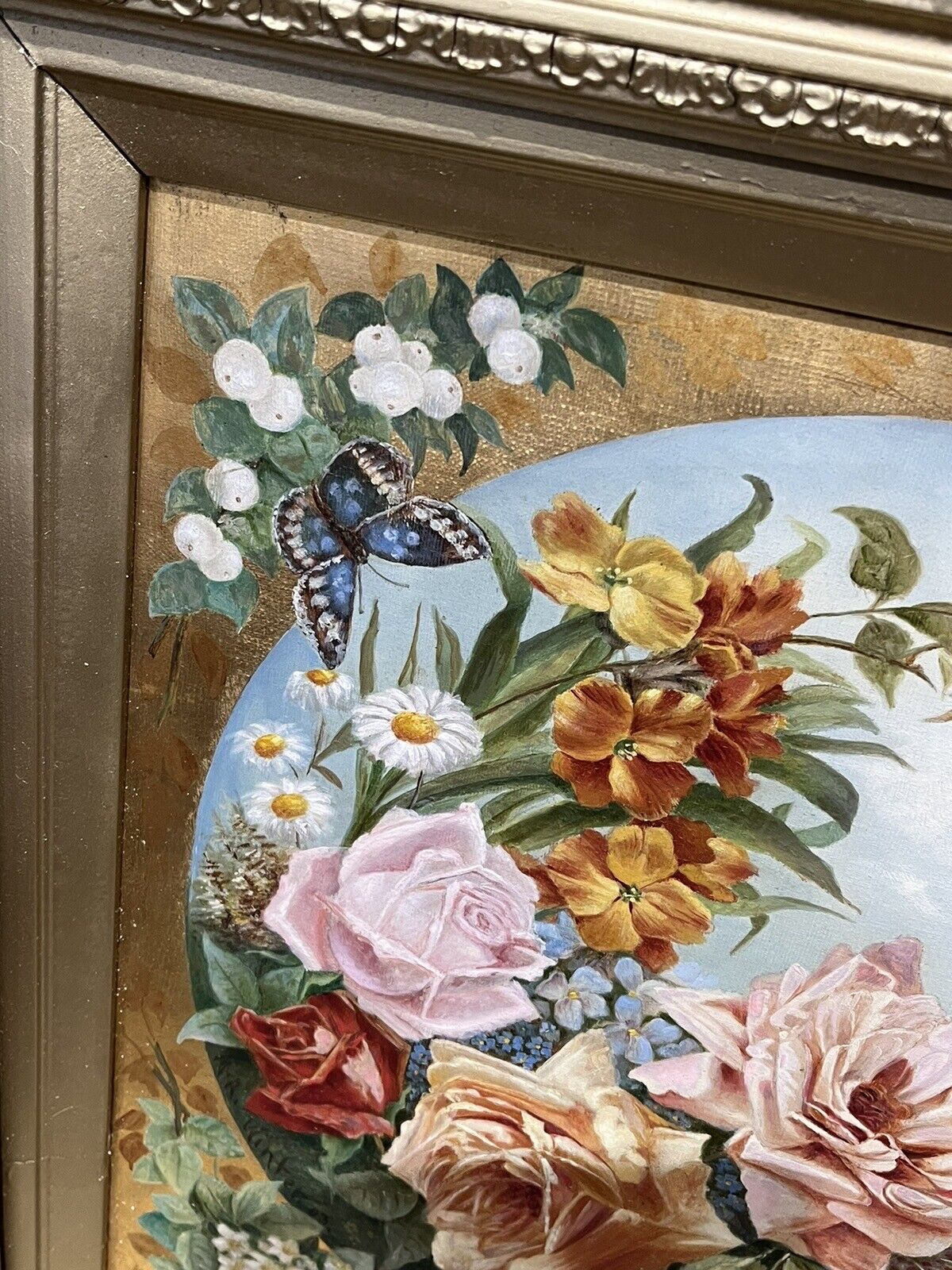 Antique Floral Still Life, On Canvas, Signed &Dated, Max Winter.