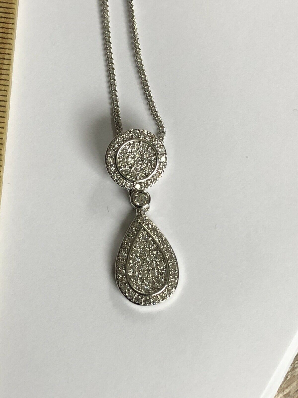 Vintage 1980s Rhodium Plated Detailed Diamanté Necklace