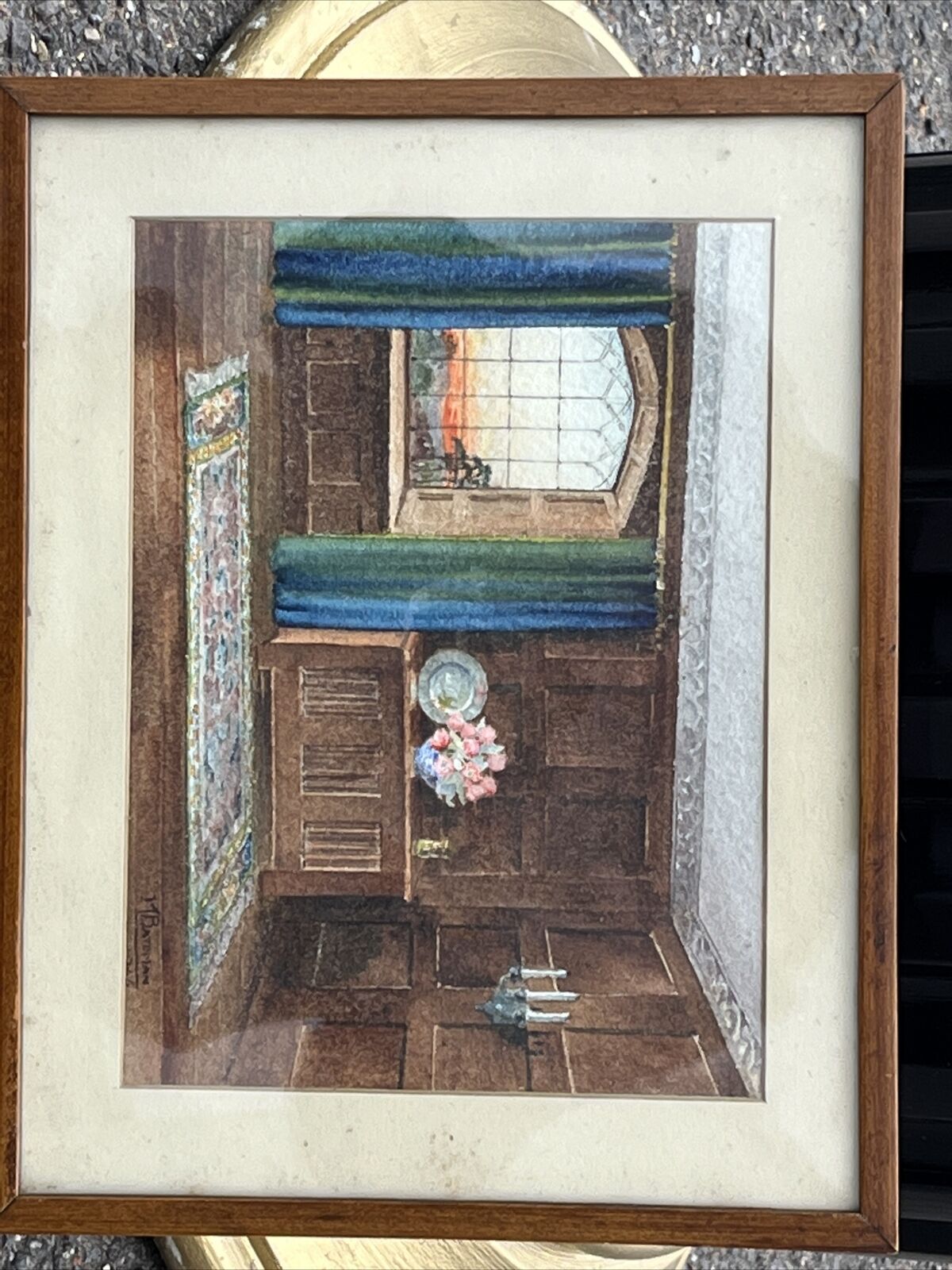 Architectural Watercolour Of A Grand Hall, Signed, M Bateman & Dated.