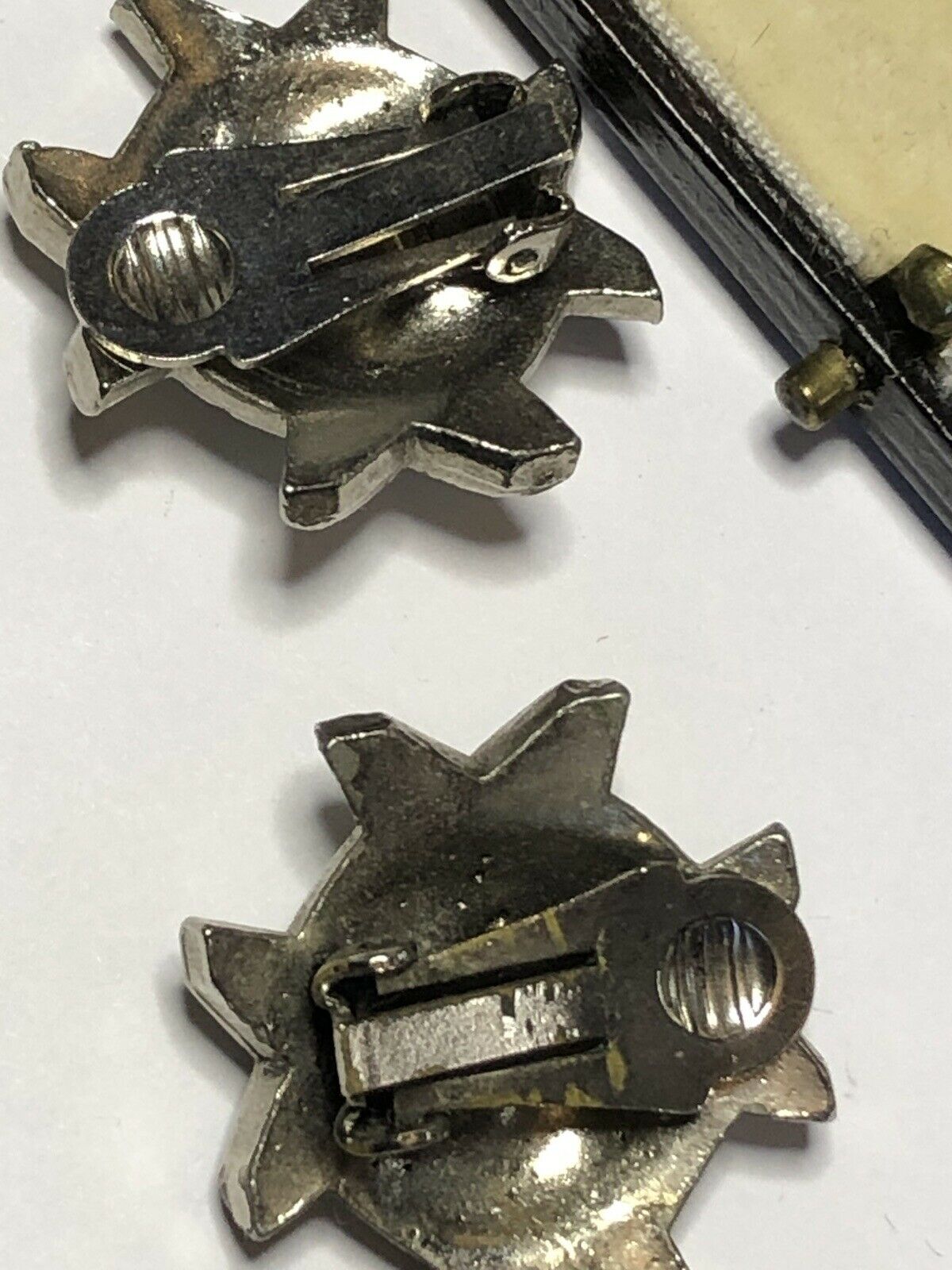 Vintage Silver Tone Knights Clip On Earrings