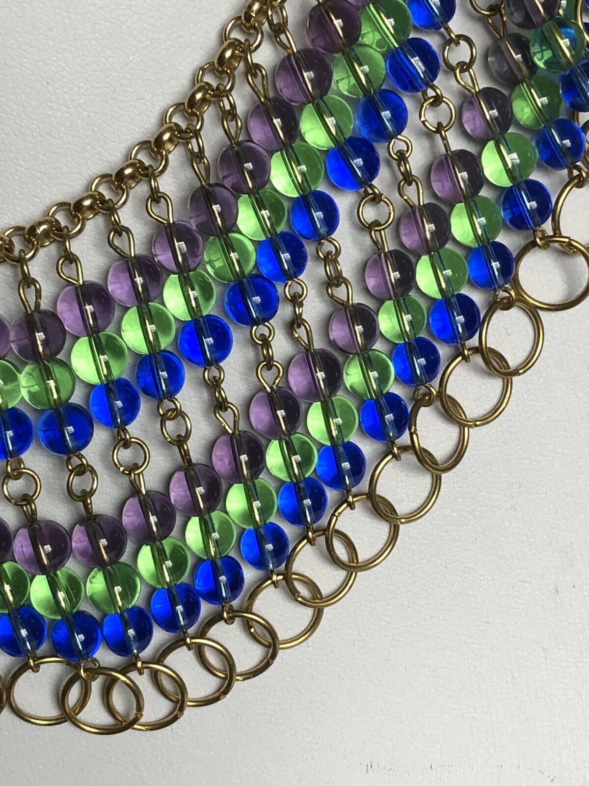 Vintage Glass Bead Statement Waterfall Collar Necklace