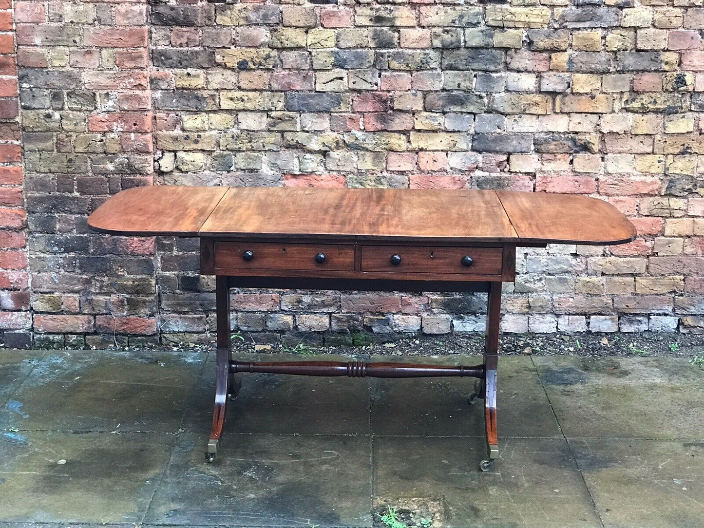 Regency Sofa Table, Cuban Mahogany With Inlay. Double Sided For Central Use.