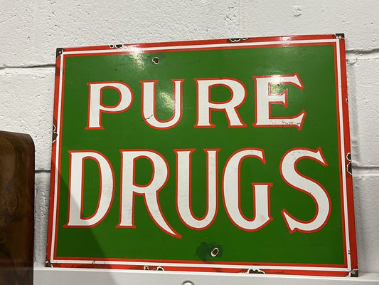 Drugstore Enamel Sign, large in size, heavy and good quality. WE SHIP WORLDWIDE