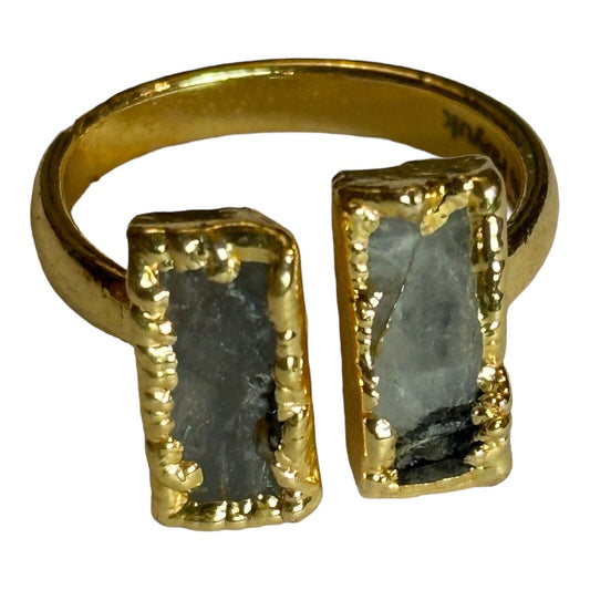 Sera Huyuk 18k Gold Vermeil Etruscan Raw Grey Tanzanite Ring
