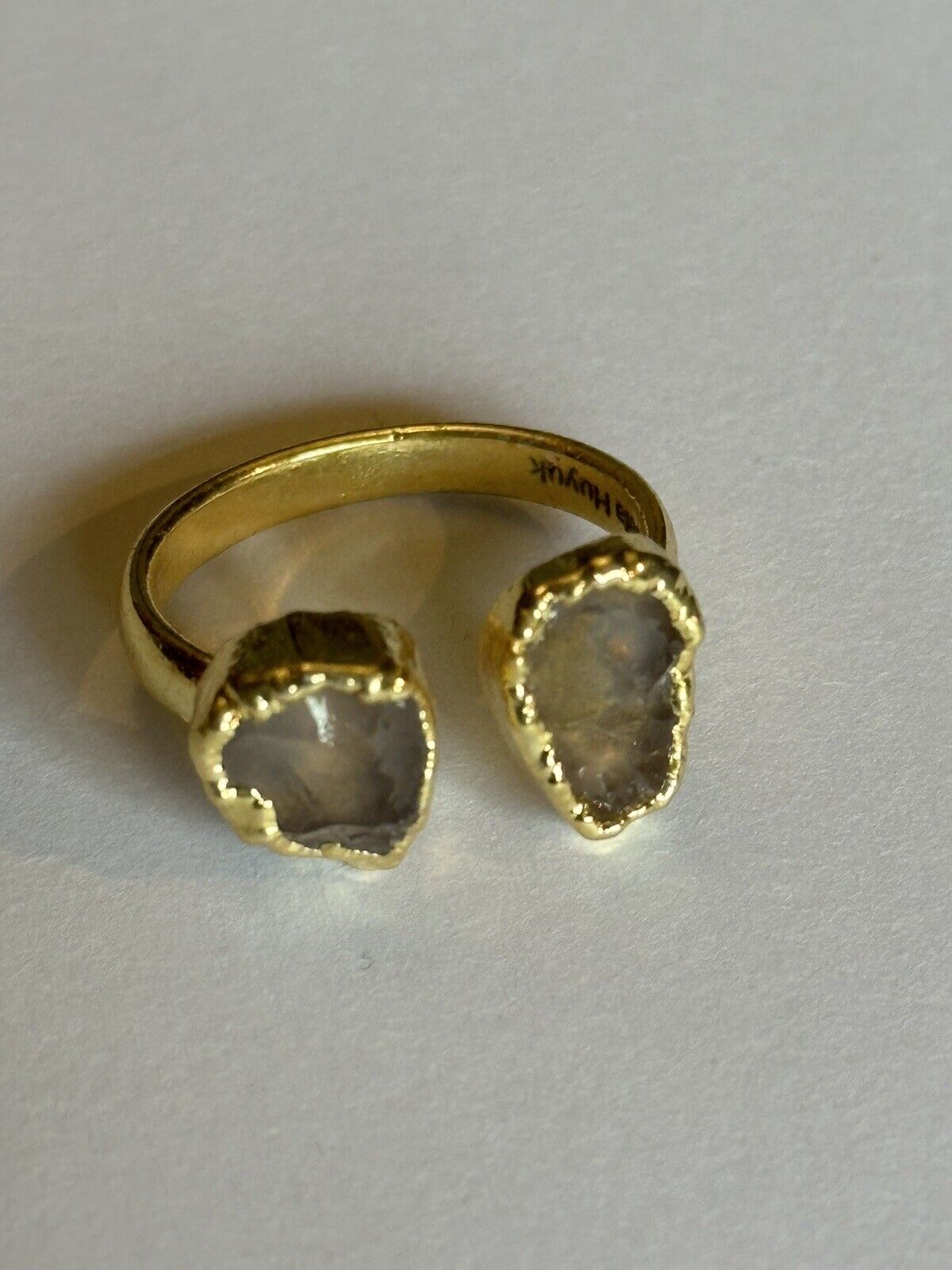 Sera Huyuk 18k Gold Vermeil Etruscan Raw Grey Pink Tanzanite Ring