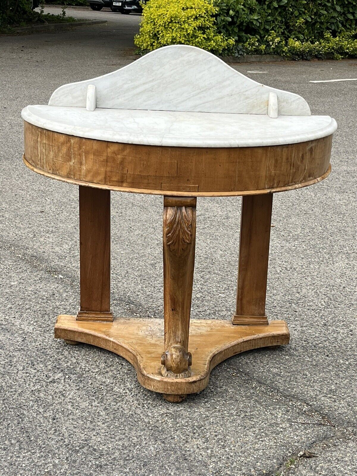 Victorian Half Round Hall Table With Marble Top