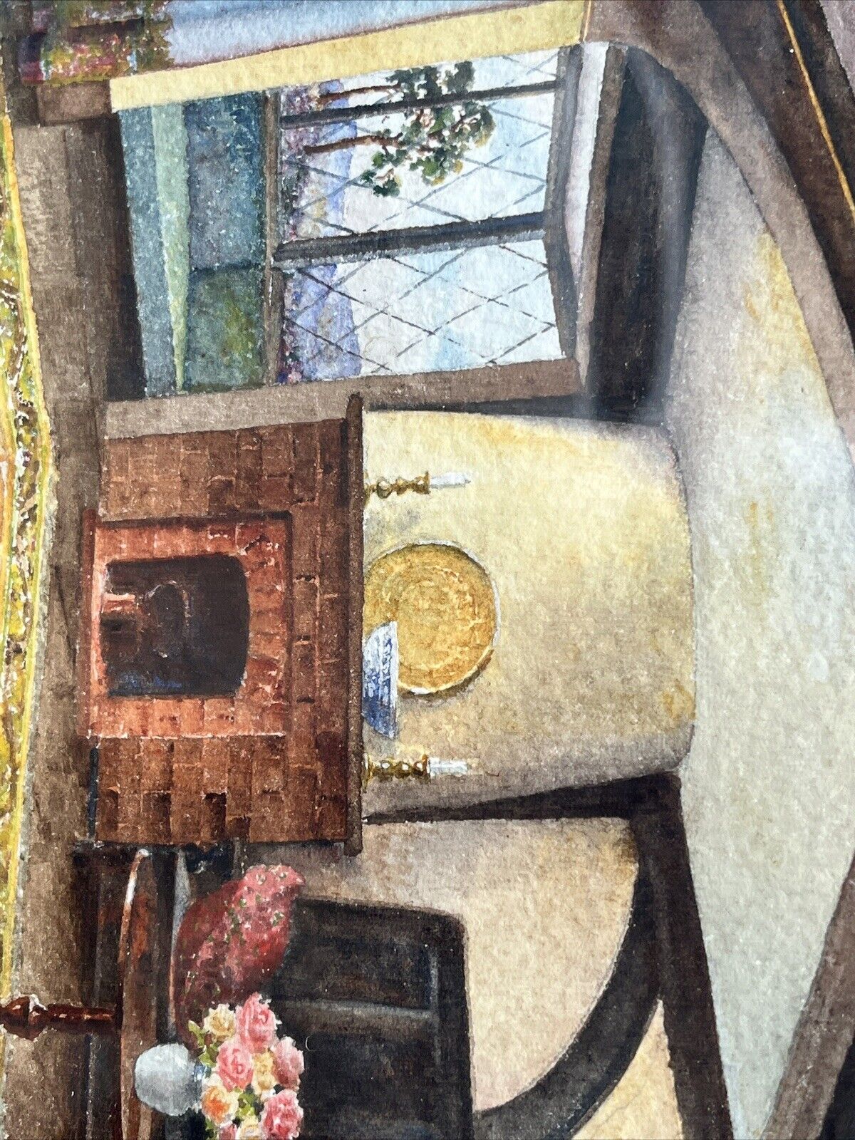 Architectural Watercolour Of A Lounge, Signed, M Bateman & Dated.