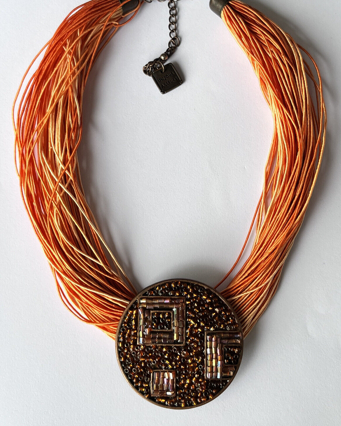 Vintage French Un Jour Ailleurs Orange Multi Strand Necklace
