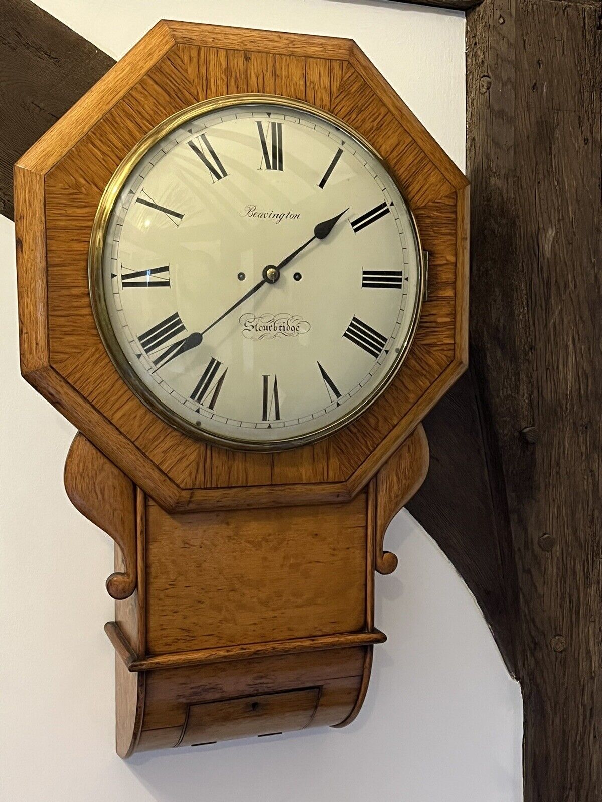 Doubke Fusee Tavern Clock, Convex Glass, Huge In Size, Top Quality Piece.