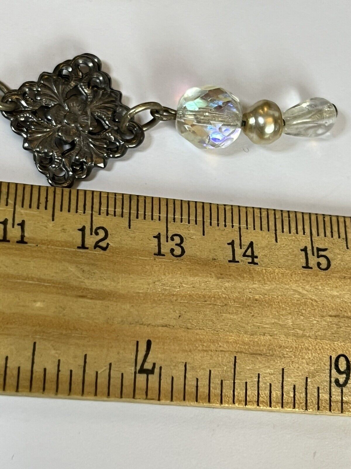 Vintage Silver Tone Faux Pearl Beaded Necklace