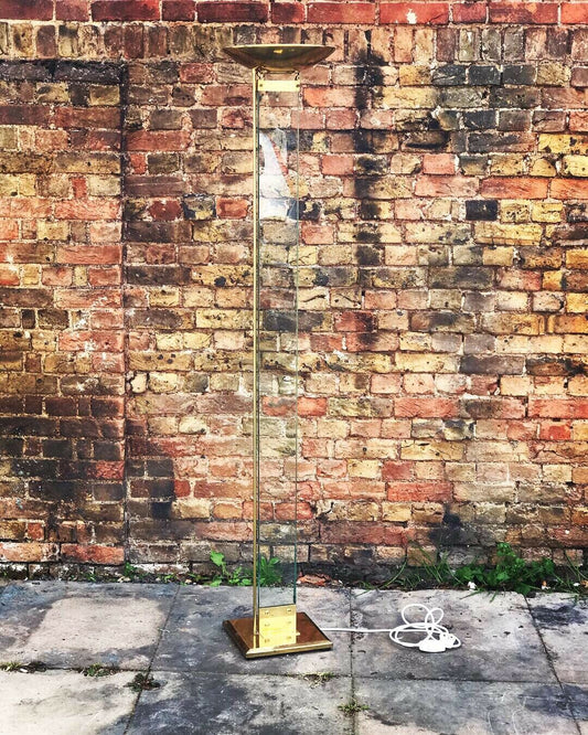 1980’s Modernist Designer Glass And Brass Lamp
