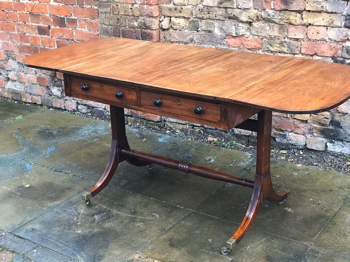 Regency Sofa Table, Cuban Mahogany With Inlay. Double Sided For Central Use.