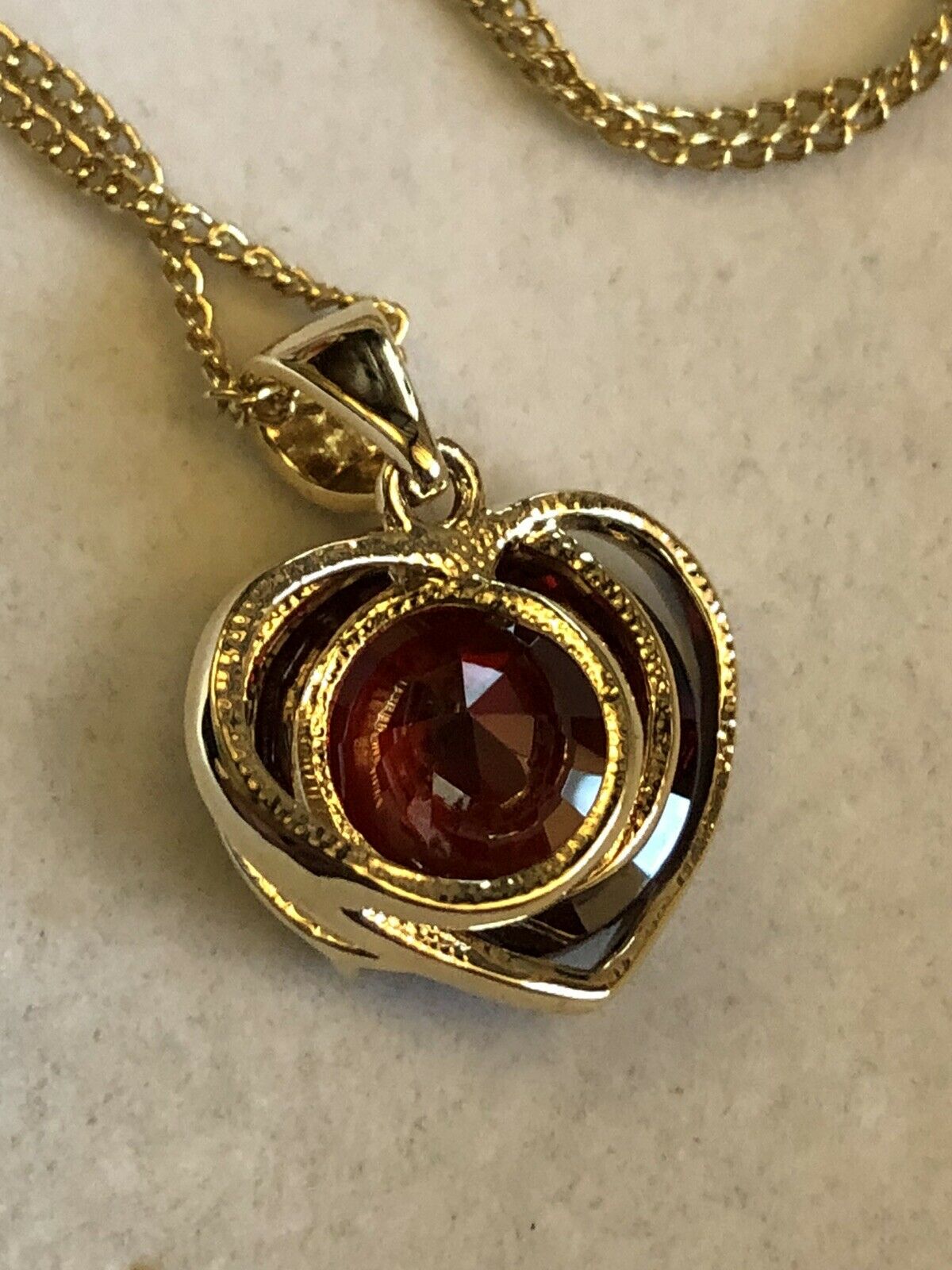 Vintage Hearts Gold Plated Red Stone Necklace And Earring Set