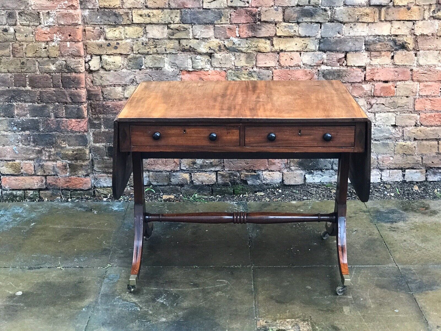 Regency Sofa Table, Cuban Mahogany With Inlay. Double Sided For Central Use.