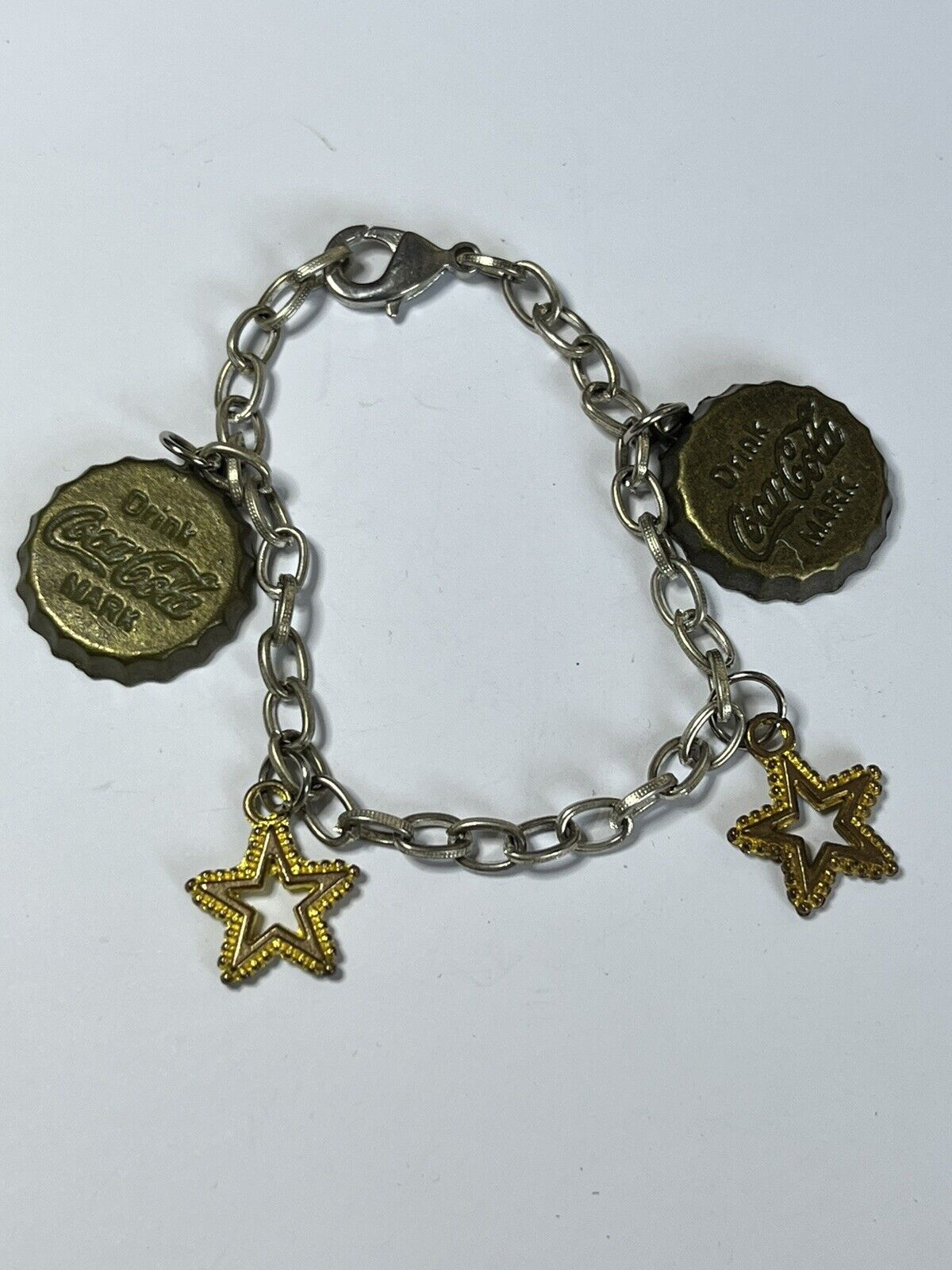 Vintage Gold Silver Tone Coca Cola Charm Bracelet