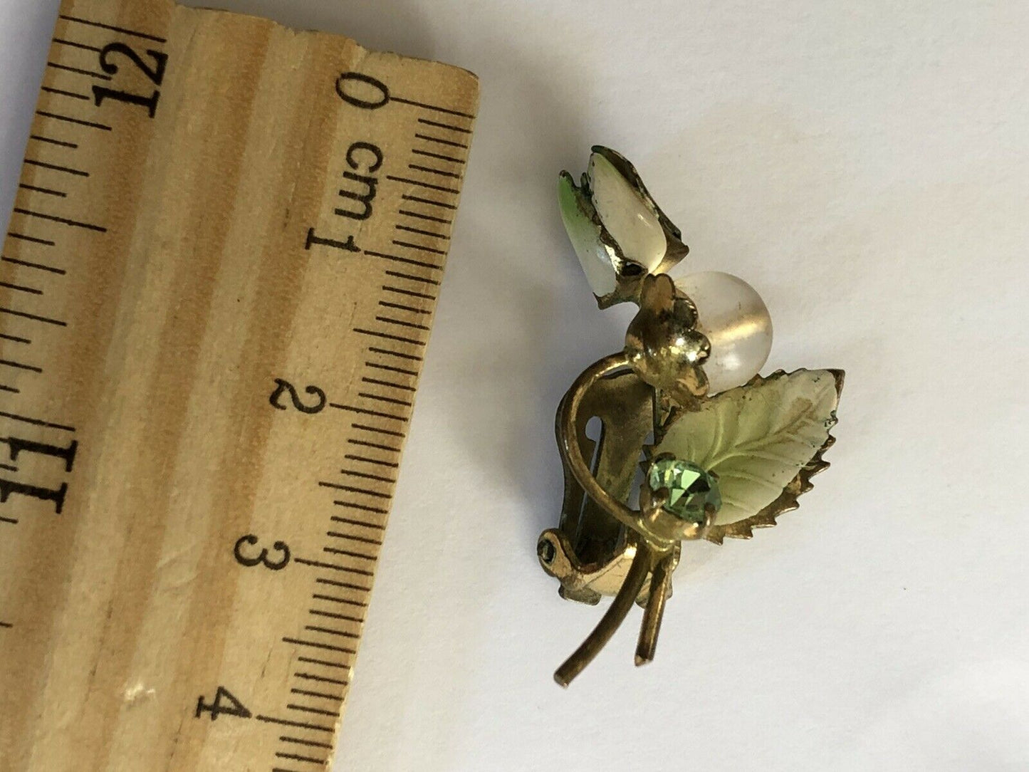 Vintage Early Enamelled Bead Flowers Clip on Earrings
