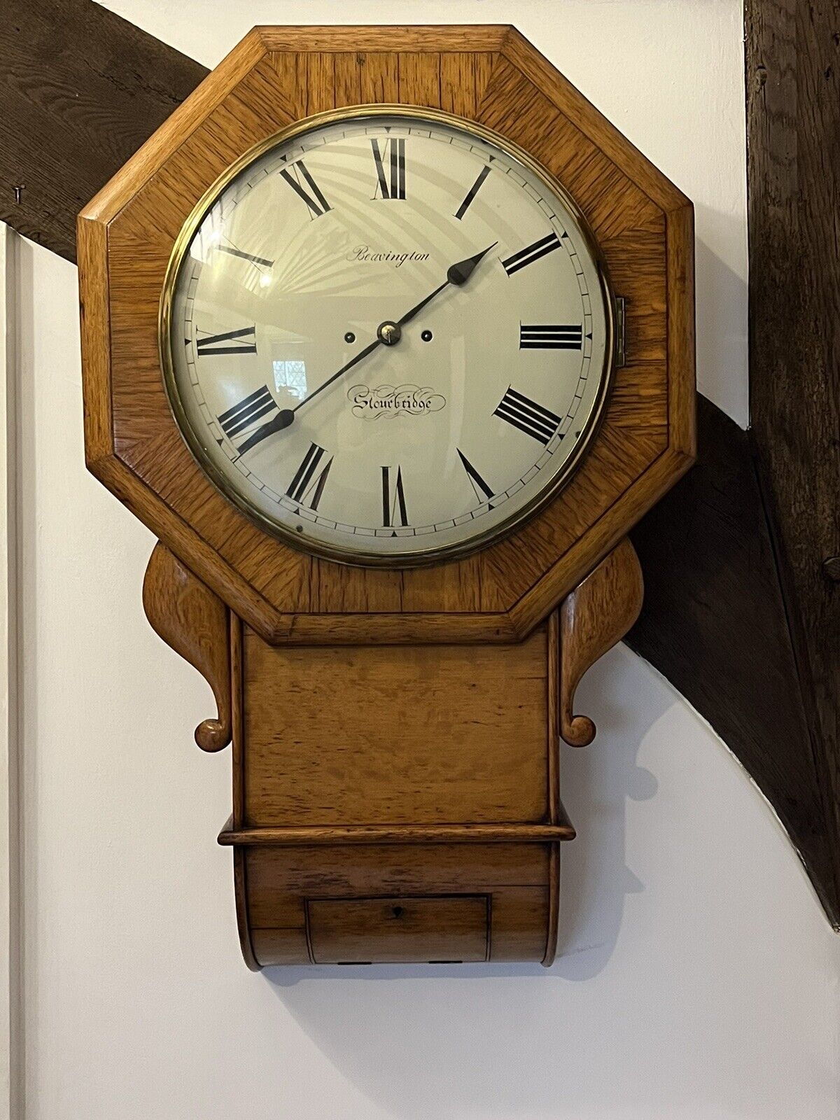 Doubke Fusee Tavern Clock, Convex Glass, Huge In Size, Top Quality Piece.