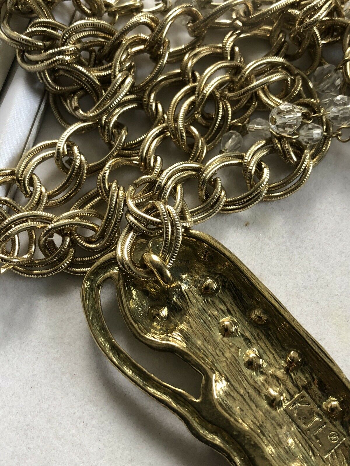 Vintage 1980s / 90s Kenneth J Lane K.J.L Panther Leopard Statement Chain Belt