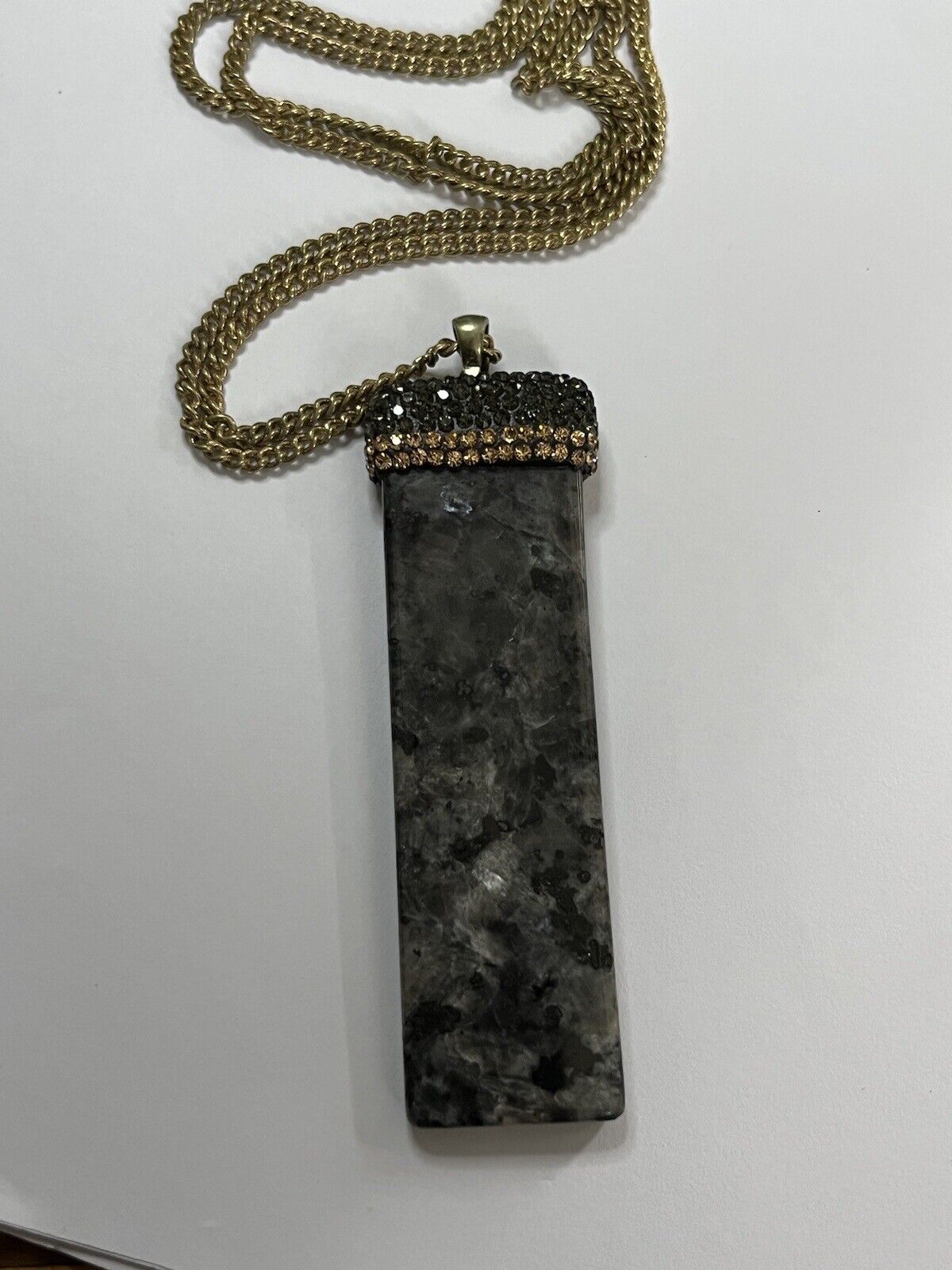 Vintage Natural Stone Diamanté Pendant Necklace