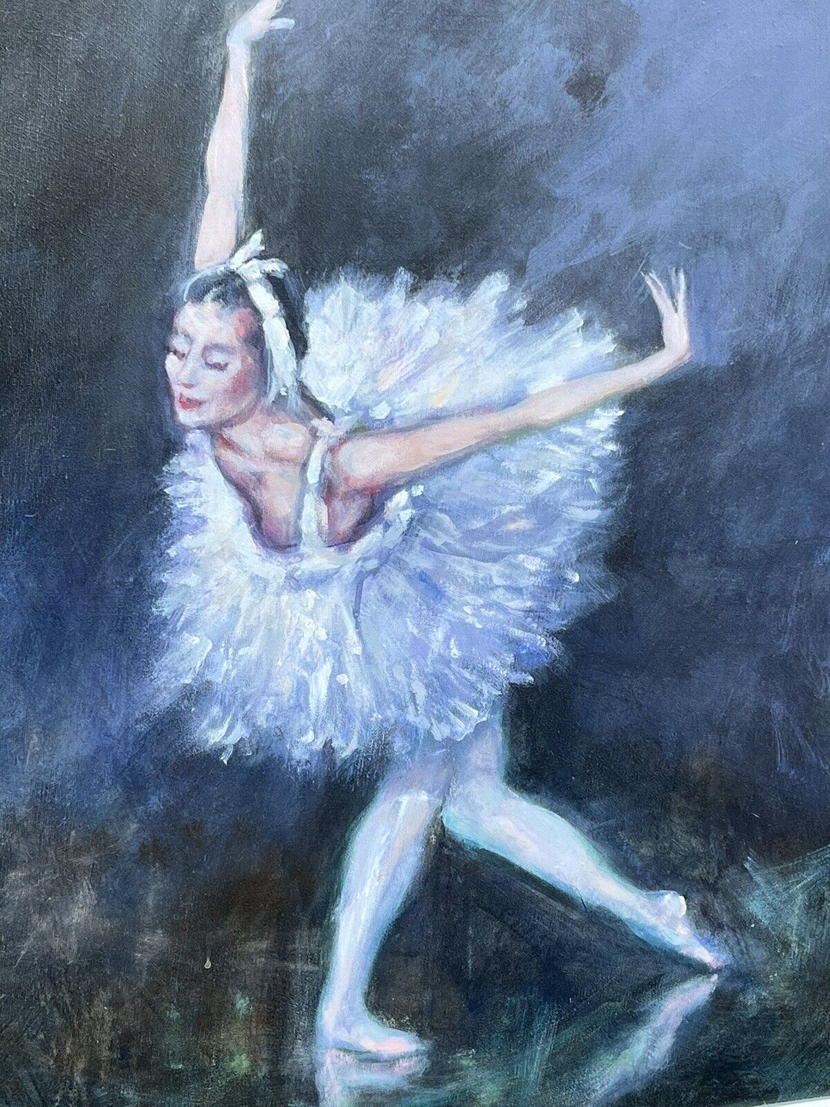 Ballerina. Dancer. Large Oil On Canvas Signed Morris.
